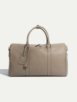 Sac de voyage taupe en cuir - Made in Italy