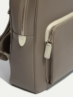 Sac à dos taupe en cuir - Made in Italy