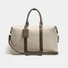 Sac week-end en toile et cuir sable - Made in Italy