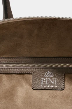 Sac week-end en toile et cuir sable - Made in Italy