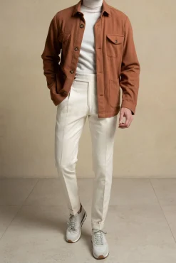 Safari jacket en flanelle Super 180s rouille – Made in Italy