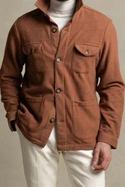 Safari jacket en flanelle Super 180s rouille – Made in Italy