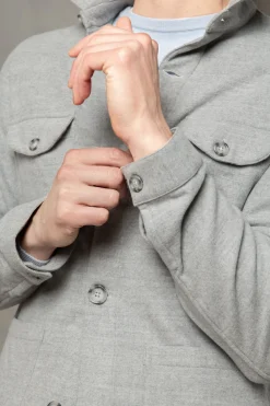 Safari jacket en flanelle Super 180'S gris clair – Made in Italy