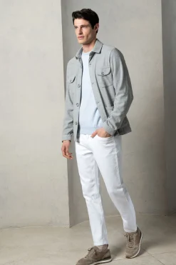 Safari jacket en flanelle Super 180'S gris clair – Made in Italy