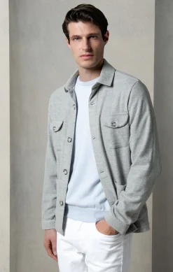 Safari jacket en flanelle Super 180'S gris clair – Made in Italy
