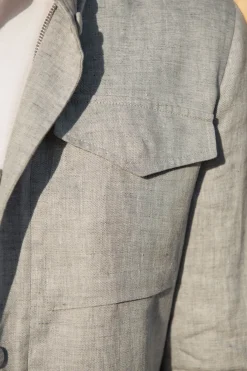 Saharienne en lin gris craie – Made in Italy