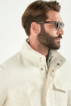 Saharienne en mélange de lin blanc - Made in Italy