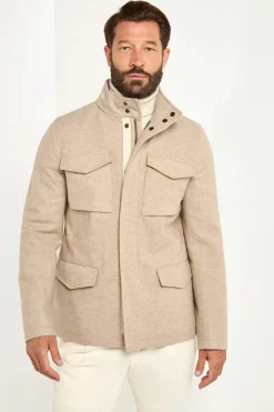 Saharienne sable en cachemire - Made in Italy