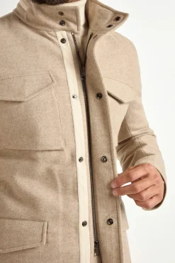 Saharienne sable en cachemire - Made in Italy