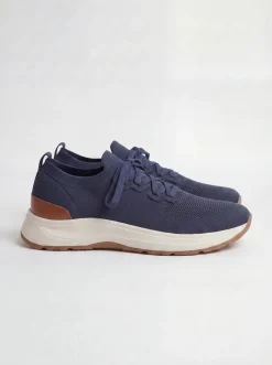 Sneakers bleu océan en maille - Made in Italy