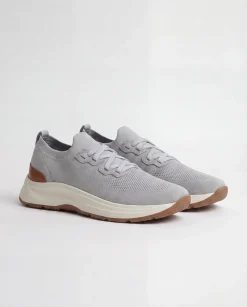 Sneakers gris clair en maille - Made in Italy