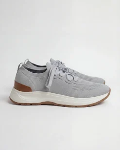 Sneakers gris clair en maille - Made in Italy