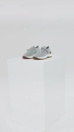 Sneakers gris clair en maille - Made in Italy