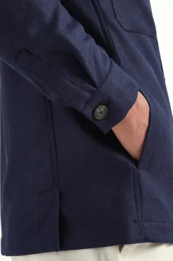 Surchemise bleue en laine et cachemire - Made in Italy