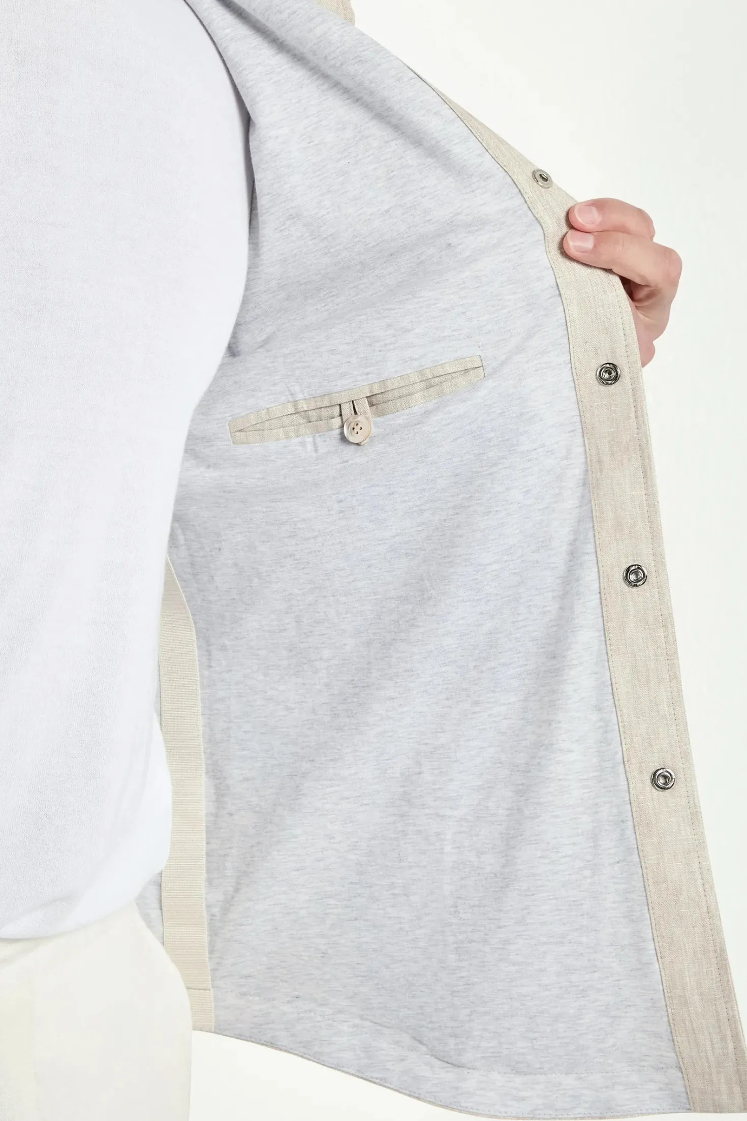 Surchemise en lin beige - Made in Italy
