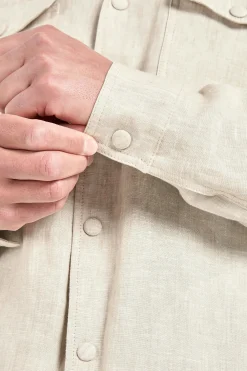 Surchemise en lin beige - Made in Italy