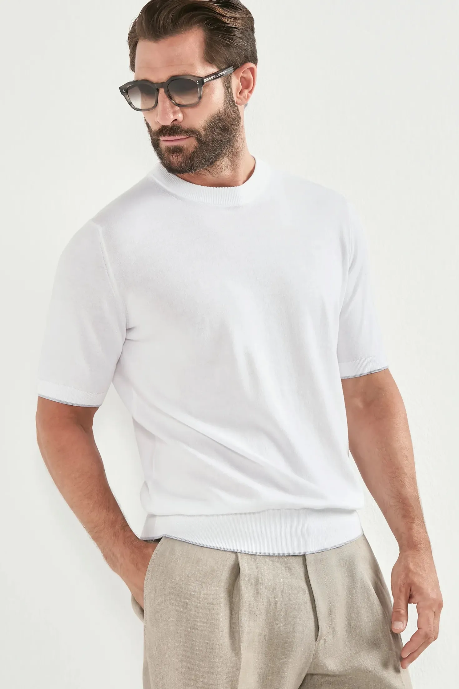 T-shirt à col montant blanc - Made in Italy