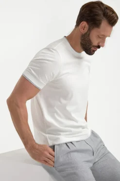 T-shirt en coton blanc avec détail au col - Made in Italy