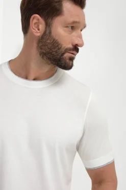 T-shirt en coton blanc avec détail au col - Made in Italy
