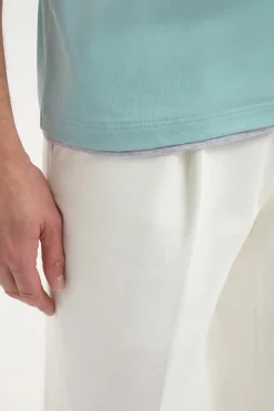 T-shirt en coton menthe avec détail au col - Made in Italy