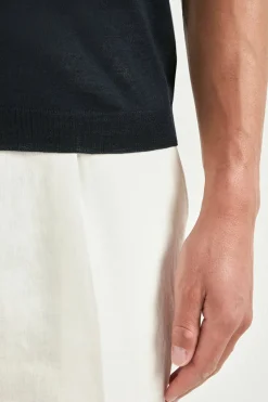 T-shirt en laine bleu marine foncé - Made in Italy