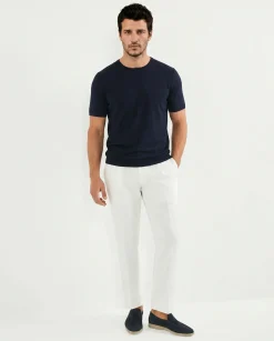 T-shirt en laine bleu marine foncé - Made in Italy