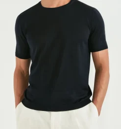 T-shirt en laine bleu marine foncé - Made in Italy