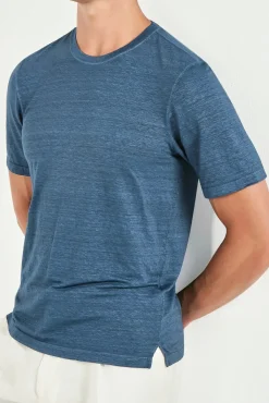 T-shirt en lin bleu - Made in Italy