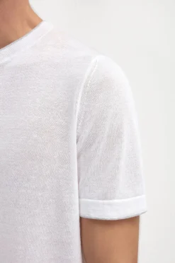 T-shirt en lin et coton blanc - Made in Italy