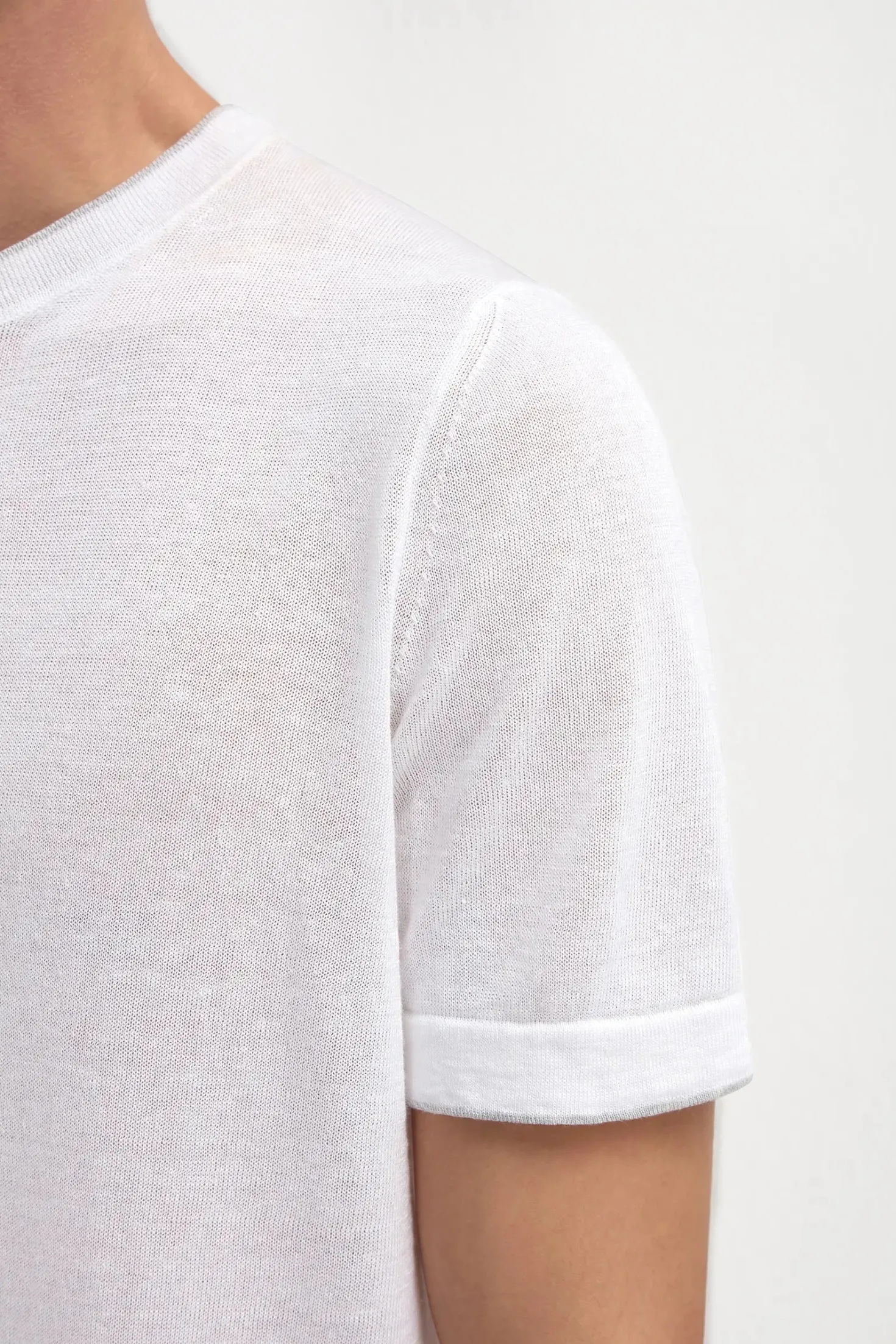 T-shirt en lin et coton blanc - Made in Italy