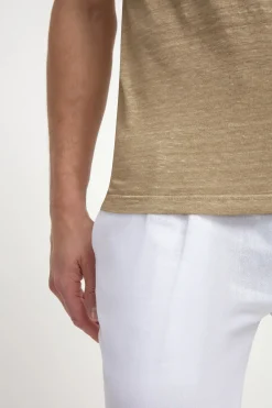 T-shirt en lin taupe - Made in Italy