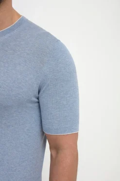 T-shirt en maille Bleu clair - Made in Italy