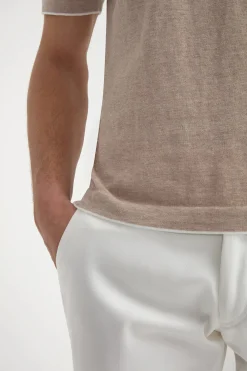 T-shirt en maille taupe - Made in Italy