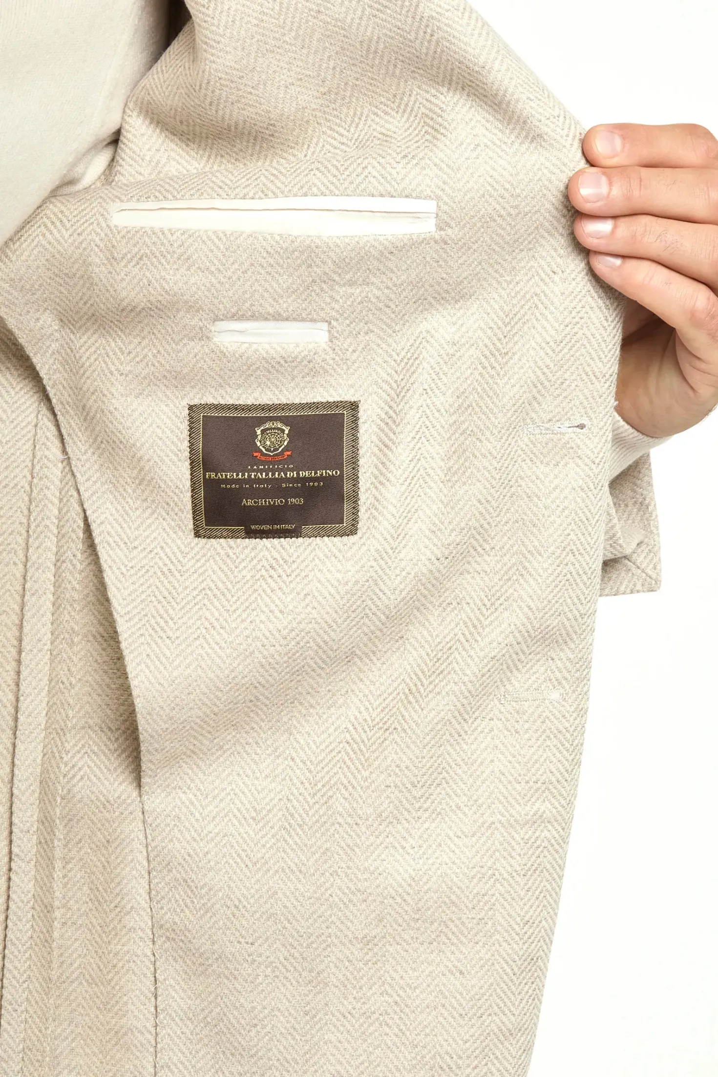 Veste beige à chevrons - Made in Italy