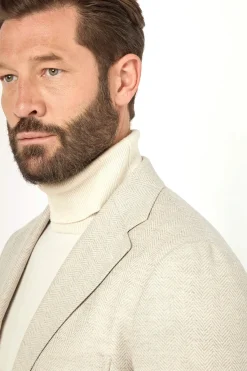 Veste beige à chevrons - Made in Italy