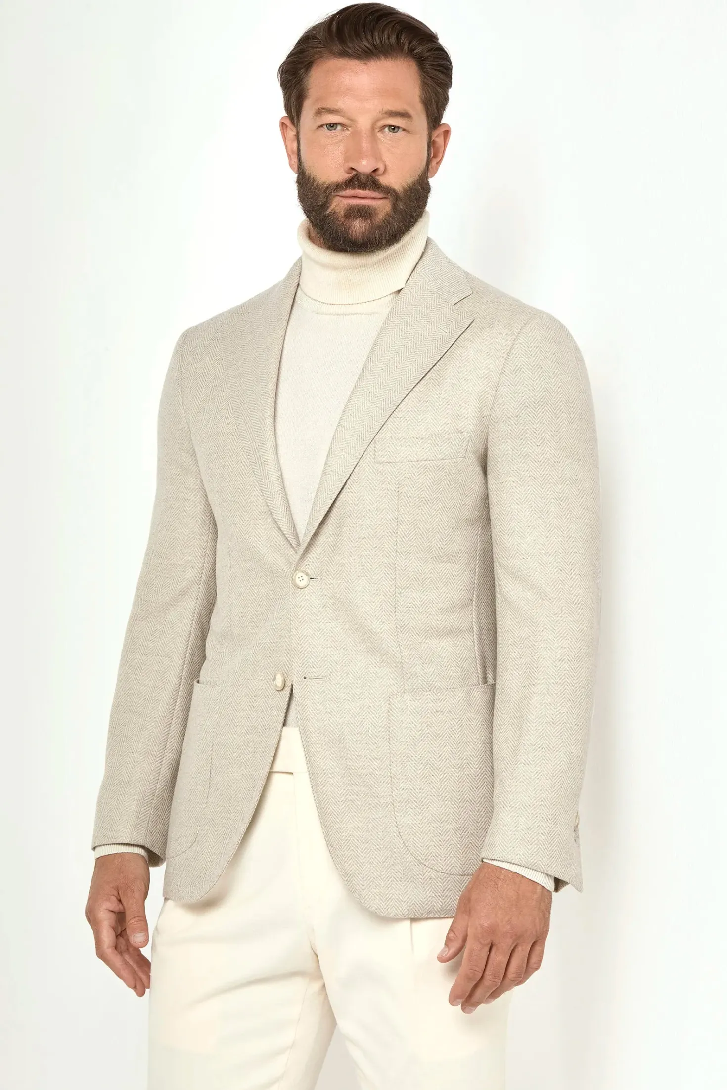 Veste beige à chevrons - Made in Italy