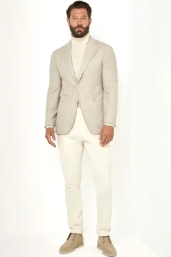 Veste beige à chevrons - Made in Italy