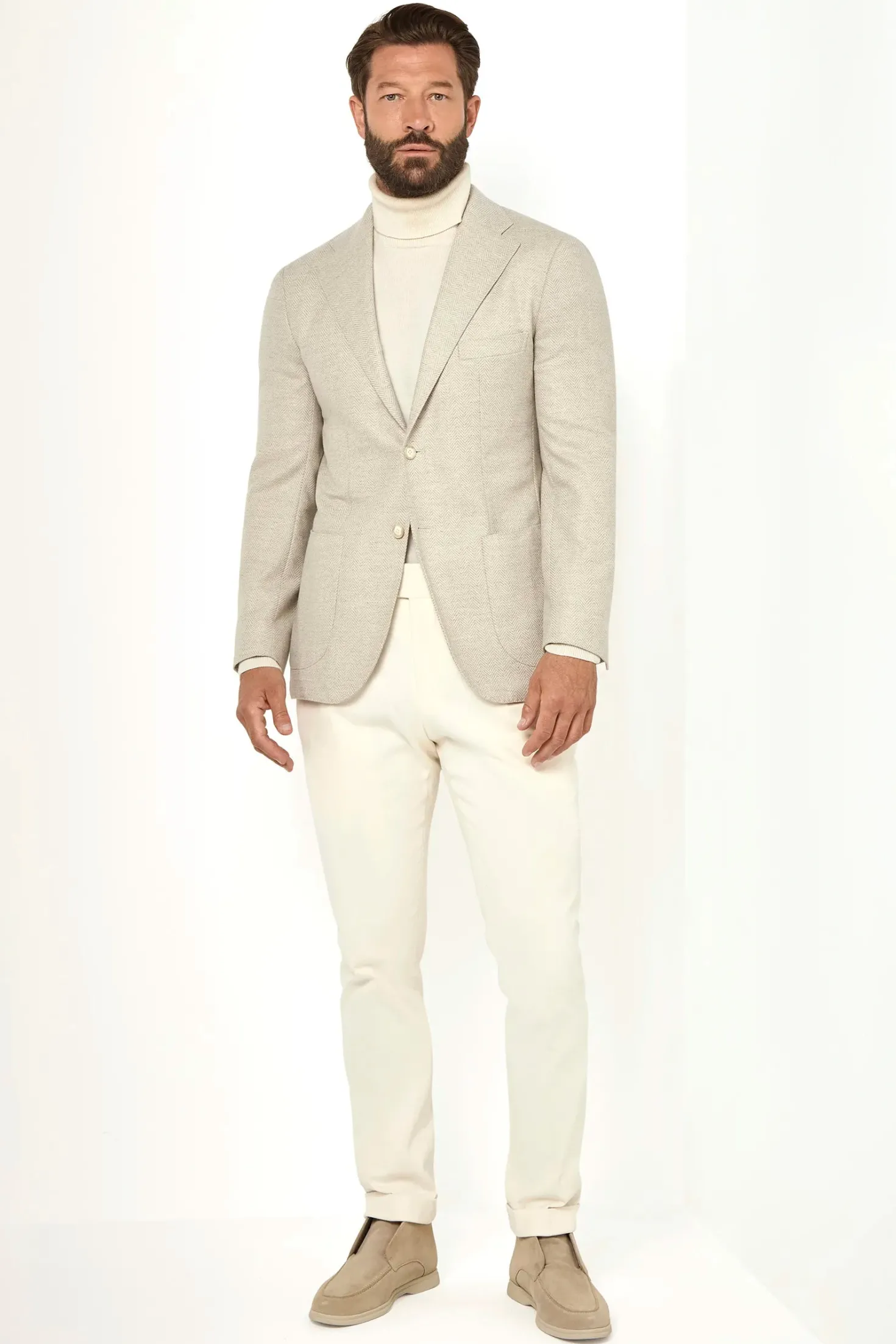 Veste beige à chevrons - Made in Italy