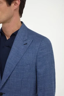 Veste bleu avio à motif pied-de-poule - Made in Italy
