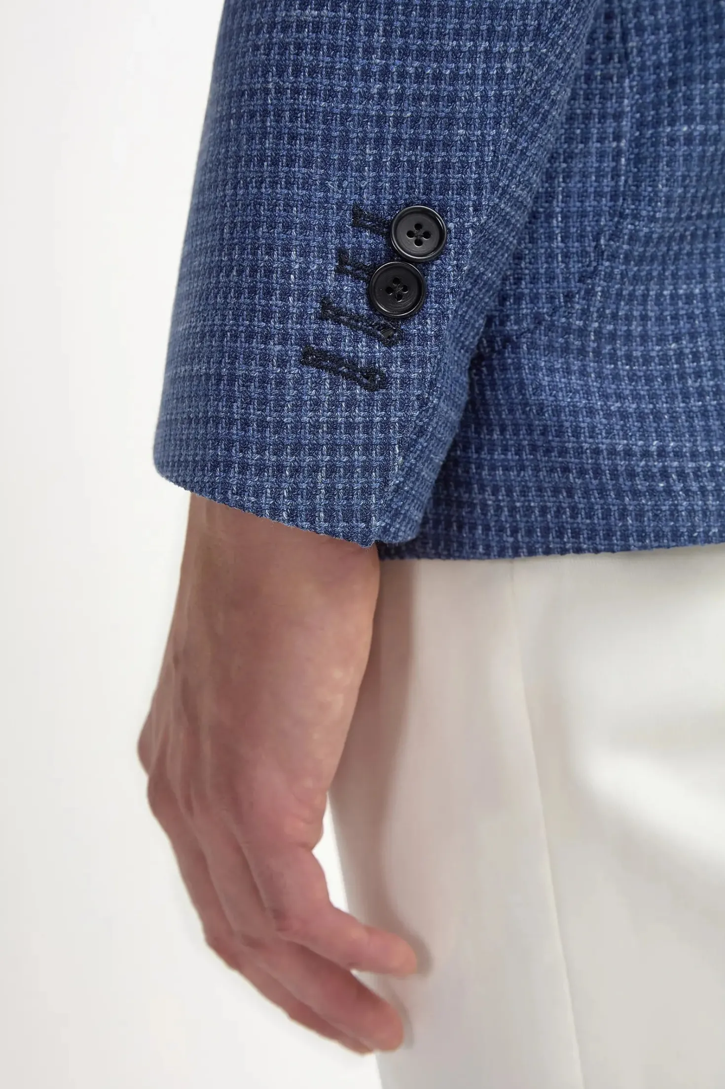 Veste bleu avio à motif pied-de-poule - Made in Italy