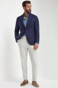 Veste bleue en coton et soie - Made in Italy