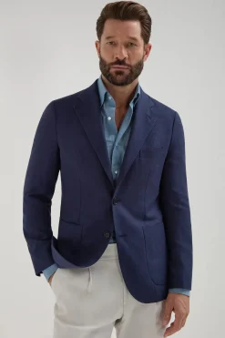 Veste bleue en coton et soie - Made in Italy