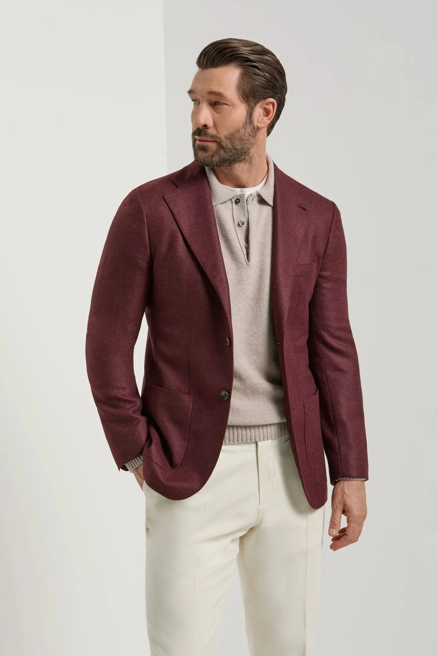 Veste bordeaux en laine et cachemire - Made in Italy