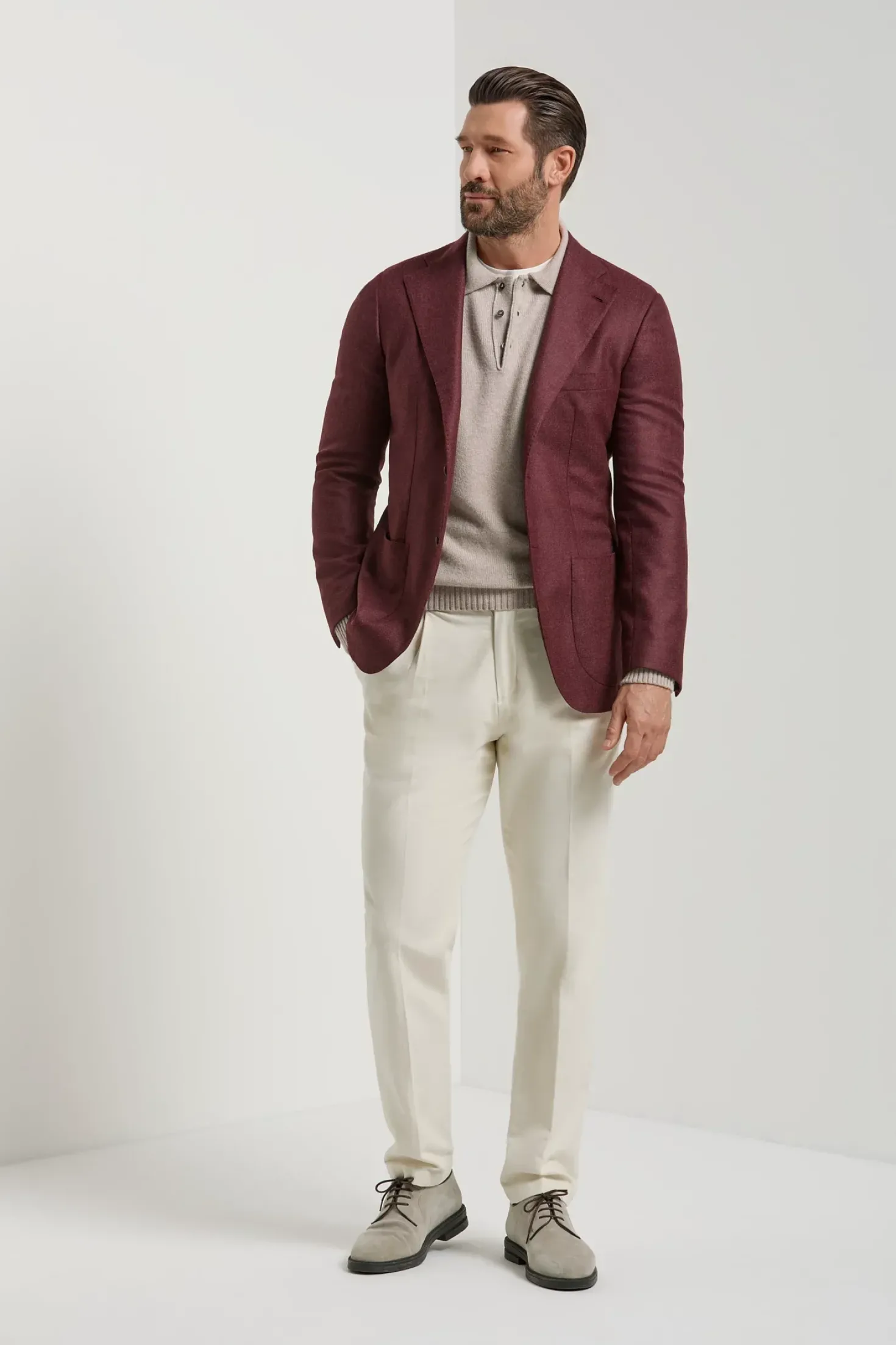 Veste bordeaux en laine et cachemire - Made in Italy