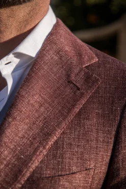 Veste bordeaux en lin et laine - Made in Italy