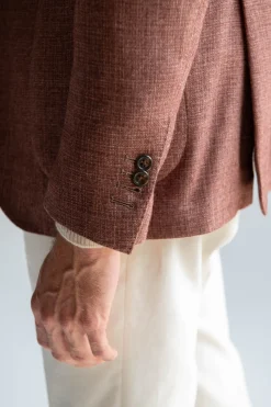 Veste brique en laine, coton et soie - Made in Italy