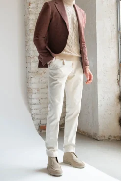 Veste brique en laine, coton et soie - Made in Italy