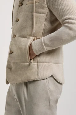 Veste à capuche en flanelle et maille sable - Made in Italy