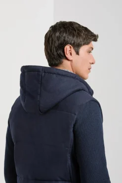 Veste à capuche en flanelle et maille bleue - Made in Italy
