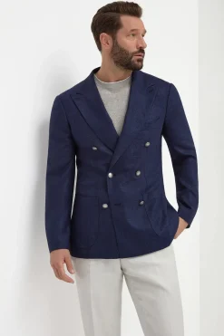 veste croisée en chevrons bleue - Made in Italy